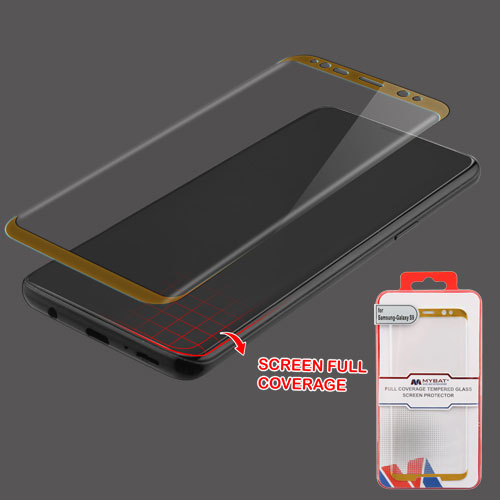 Picture of MyBat Full Coverage Tempered Glass Screen Protector for Samsung Galaxy S9 - Gold