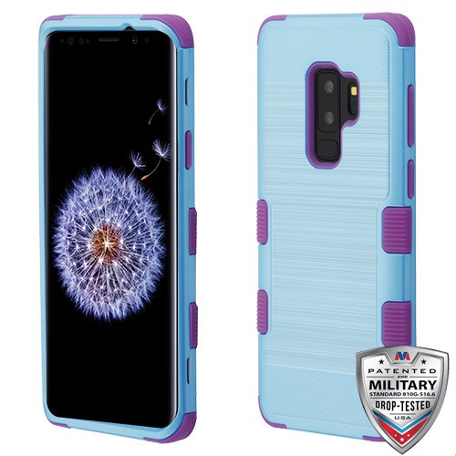 Picture of MyBat TUFF Series Case for Samsung Galaxy S9 Plus - Metallic Baby Blue Brushed / Electric Purple