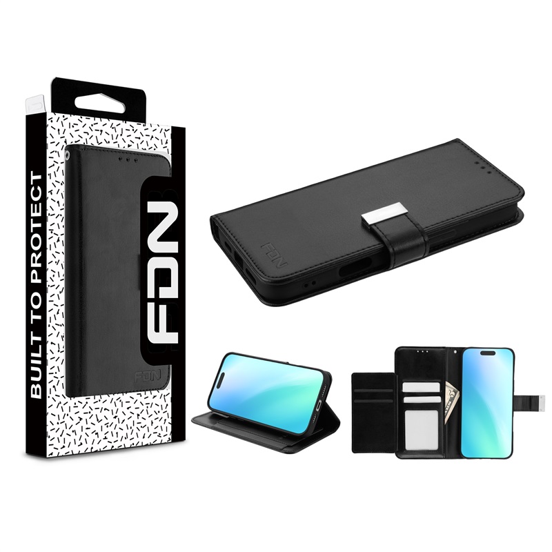 Picture of FDN MyJacket Wallet Xtra Series for Apple iPhone 16 Plus - Black / Black