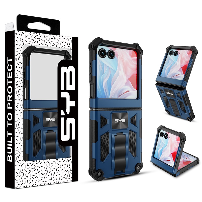 Picture of SYB Sturdy Hybrid Protector Cover (with Stand) for Motorola razr (2024) - Ink Blue / Black