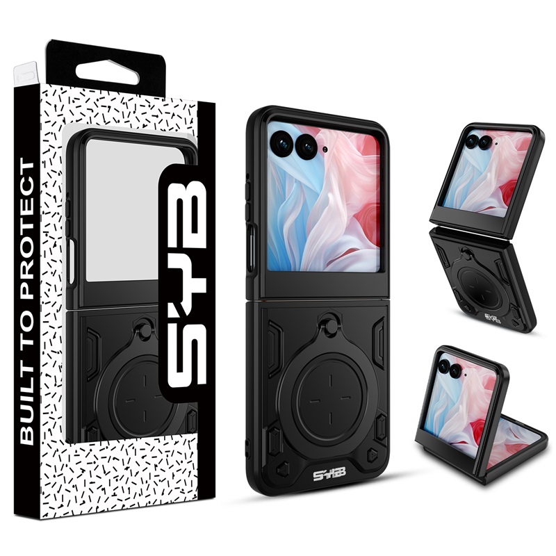 Picture of SYB Anti-Drop Hybrid Protector Case (with Ring Stand) for Motorola razr (2024) - Black / Black