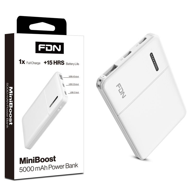 Picture of FDN 5000mAh MiniBoost Power Bank - White