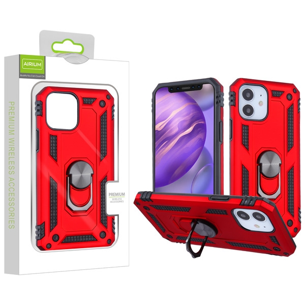 Picture of Airium Anti-Drop Hybrid Protector Case (with Ring Stand) for Apple iPhone 12 mini (5.4) - Red / Black