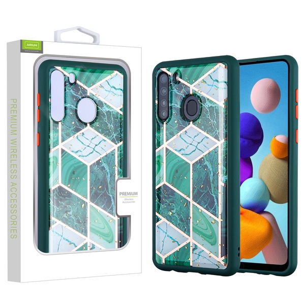 Picture of Airium Hybrid Case for Samsung Galaxy A21 - Green Marbling / Green