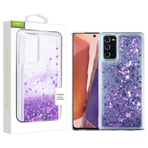 Picture of Airium Quicksand Glitter Hybrid Protector Cover for Samsung Galaxy Note 20 - Hearts & Purple